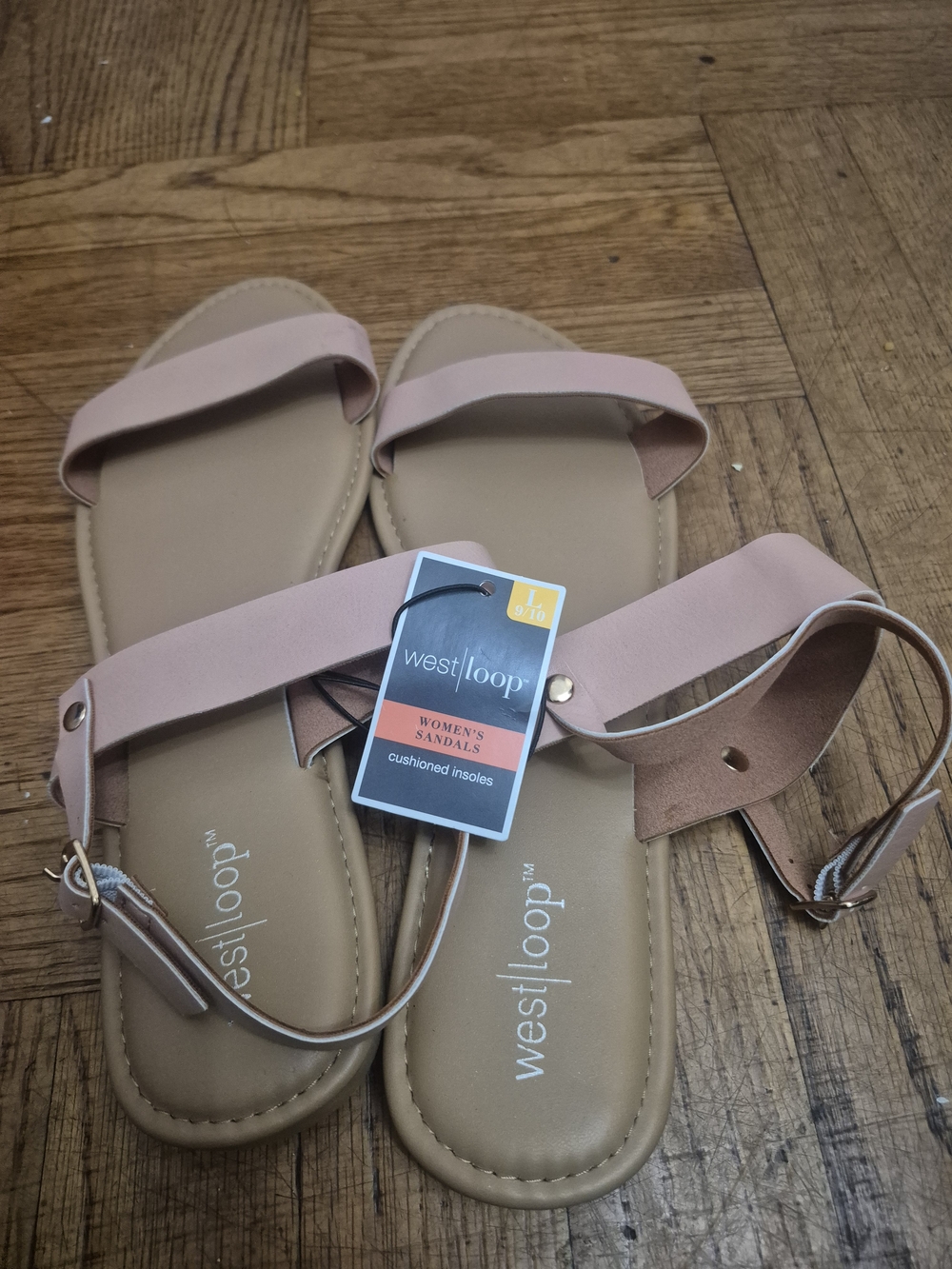 west loop Women's Blush Pink Strappy Cushioned Sandals